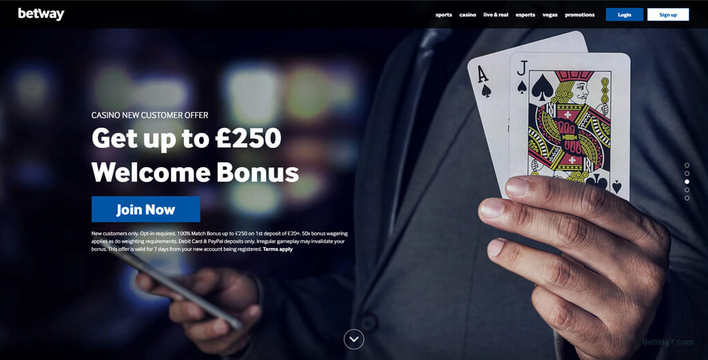 Casino Welcome bonus offer from Betway 